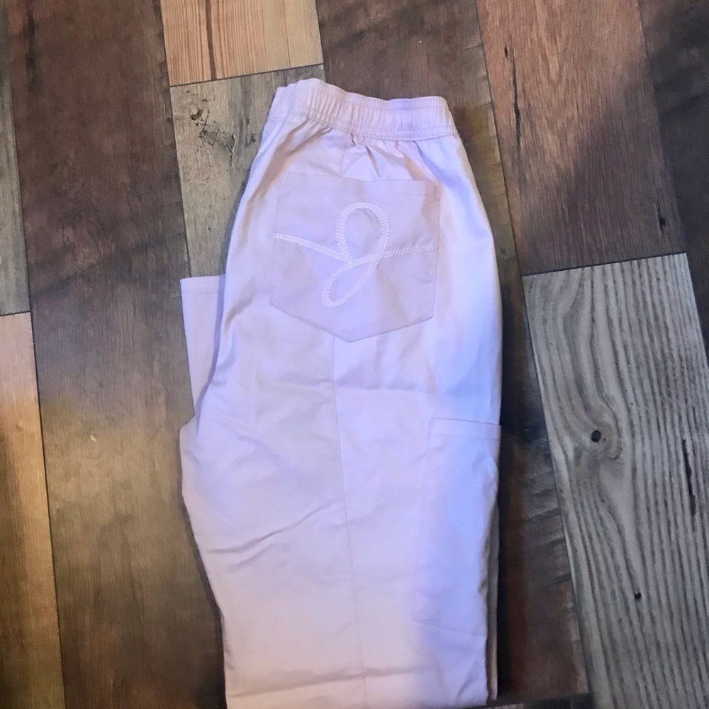 Light Pink Zipper straight leg scrub Pants